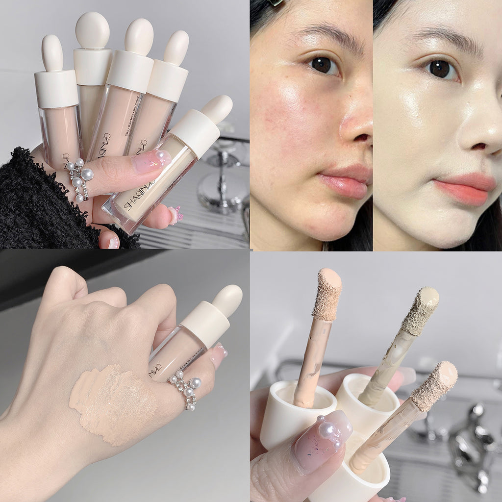 3 Colors Silky Concealer Olive Cream Texture Cover Acne Marks Spots Dark Eye Circles Face Brightening Skin Whitening Foundation