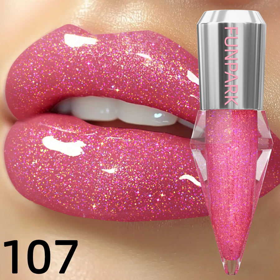 8 Color Glitter Shimmer Lip Gloss Moisturizing Lip Tinted Fuller Lip Effect Diamond Liquid Lipstick Makeup Sexy Lip Care Gifts