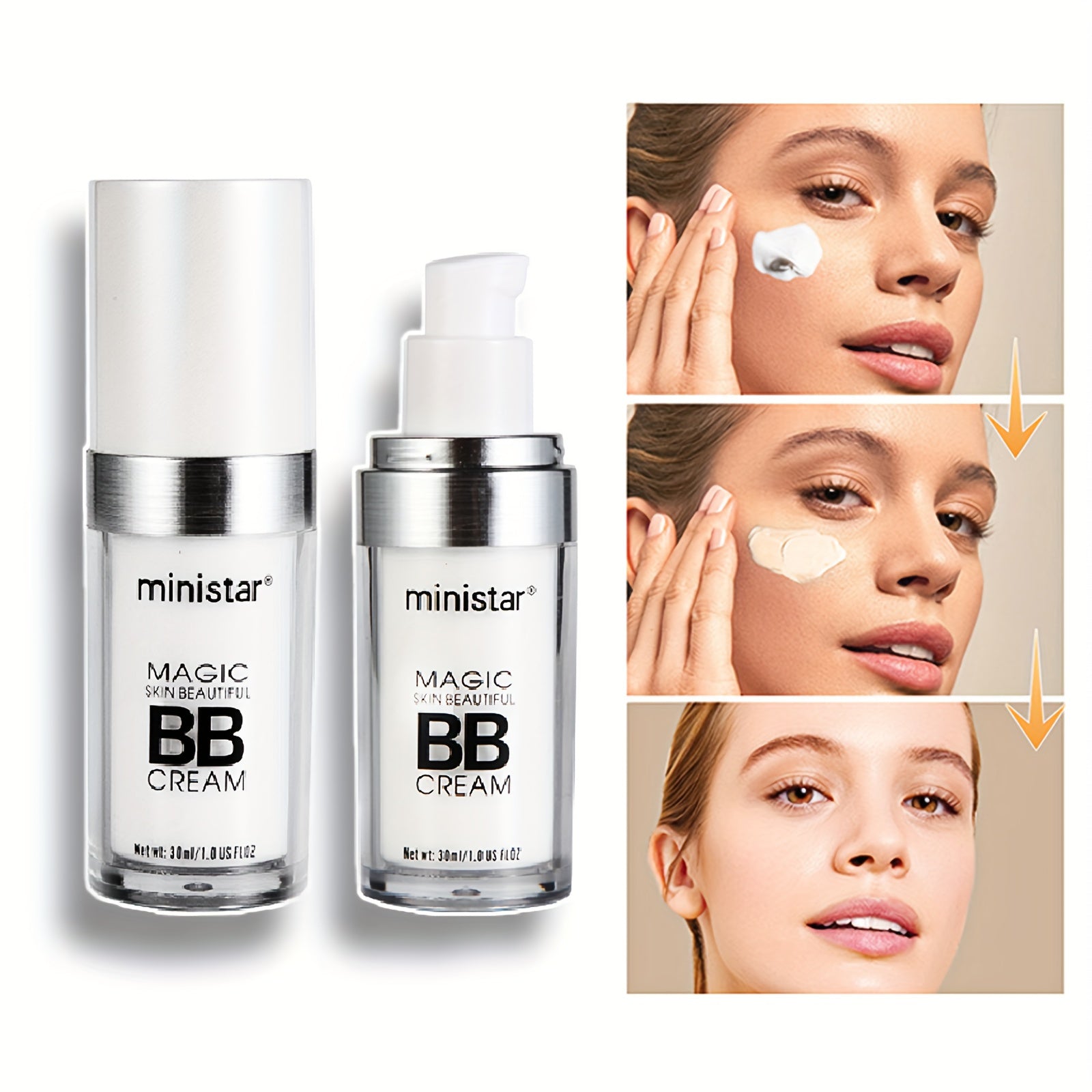 Colour Changing Liquid Foundation Hides Wrinkles&Lines,BB Cream Makeup Base Concealer Cover Moisturizing Fluid for all Skin Tone