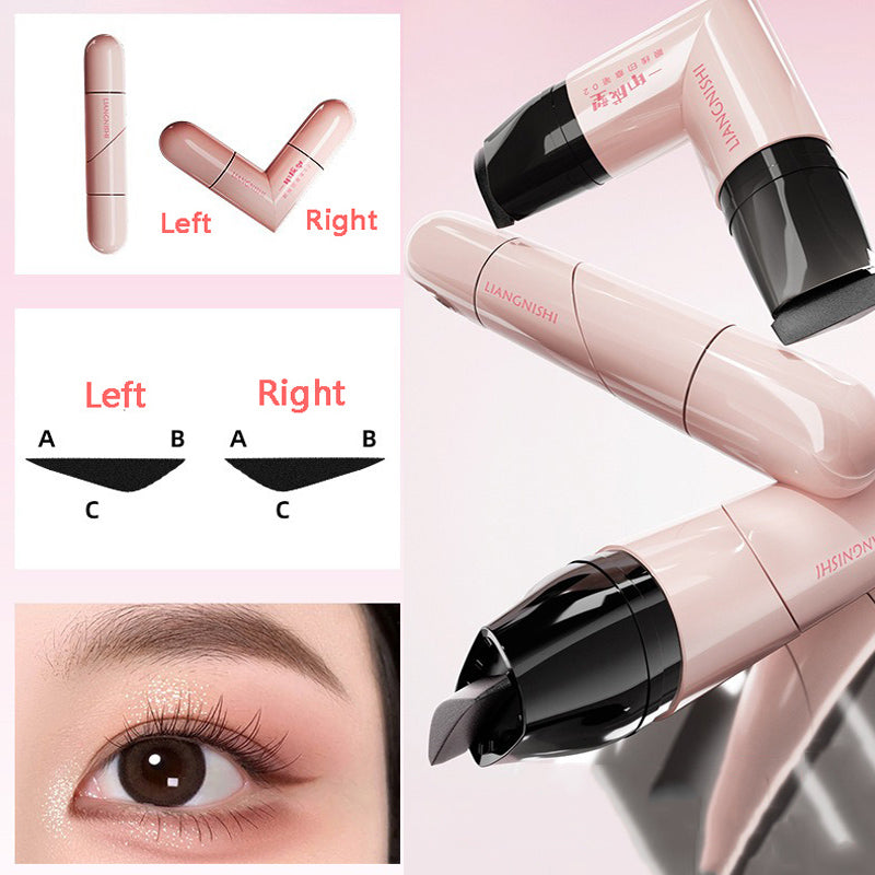 Rotate Eyeliner Stamp Integrated Black Brown Dual-Tip DIY Eyeliner Wing Stencil Waterproof Smudge-Proof Longwear Liquid Pen