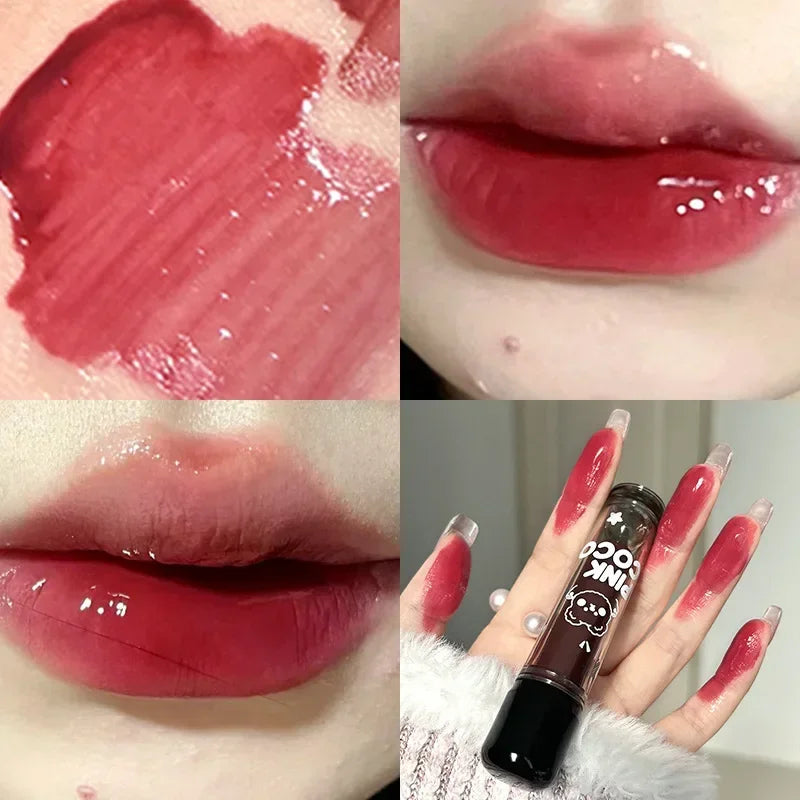 Moisturizing Mirror Lip Glaze Dark Red Brown Non Greasy Water Light Lip Gloss Long-Lasting Non-stick Cup Lightly Liquid Lipstick