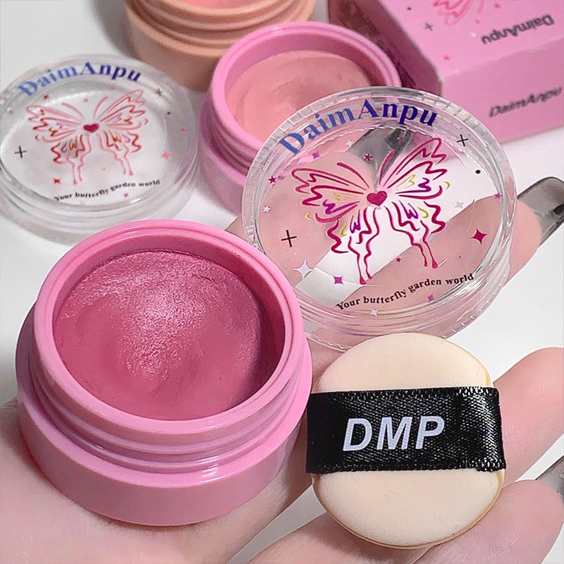 Korea Air Sense Blush Mud Mousse Blush Palette Rose Cherry Cheek Tint Blusher with Puff Makeup Matte Peach Rouge Contour Shadow