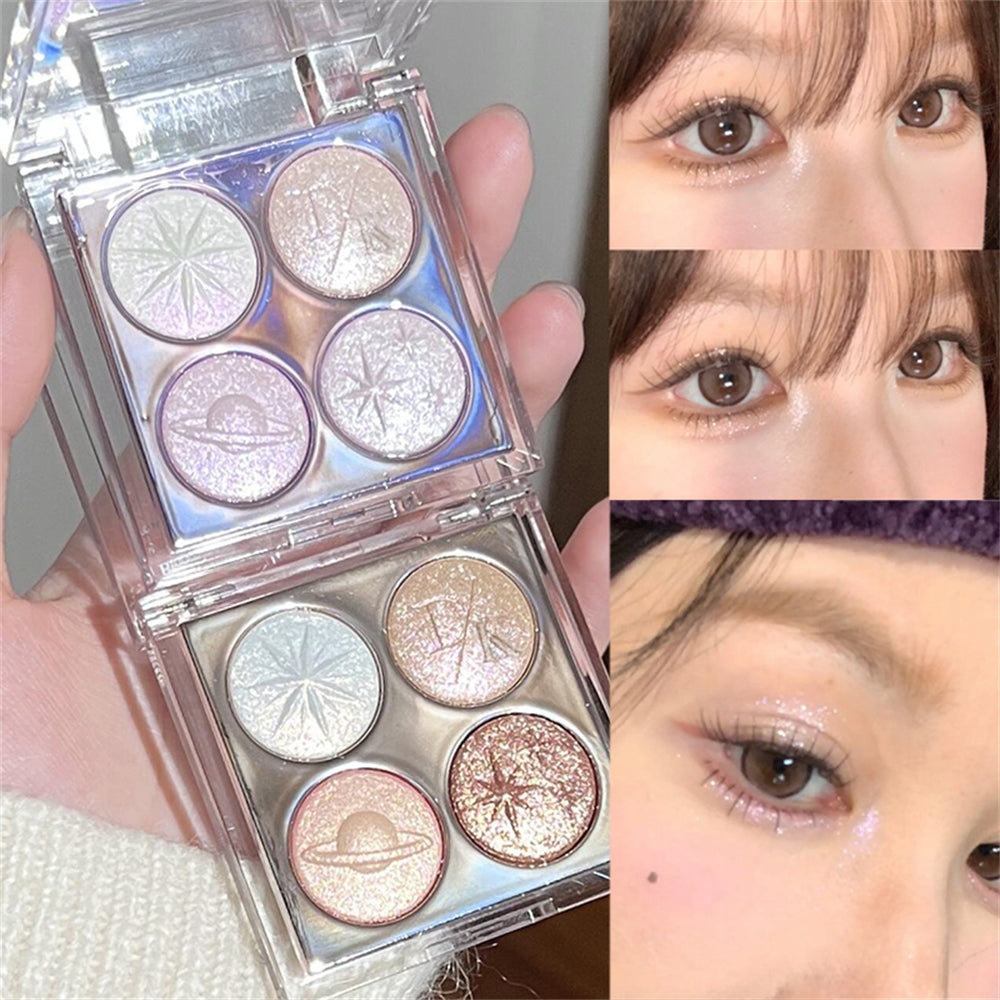 Christmas Planet Diamond Glitter 4-Color Eyeshadow Palette Luxurious Pearly Luminous Polarized Highlighter Brighten Eye Makeup