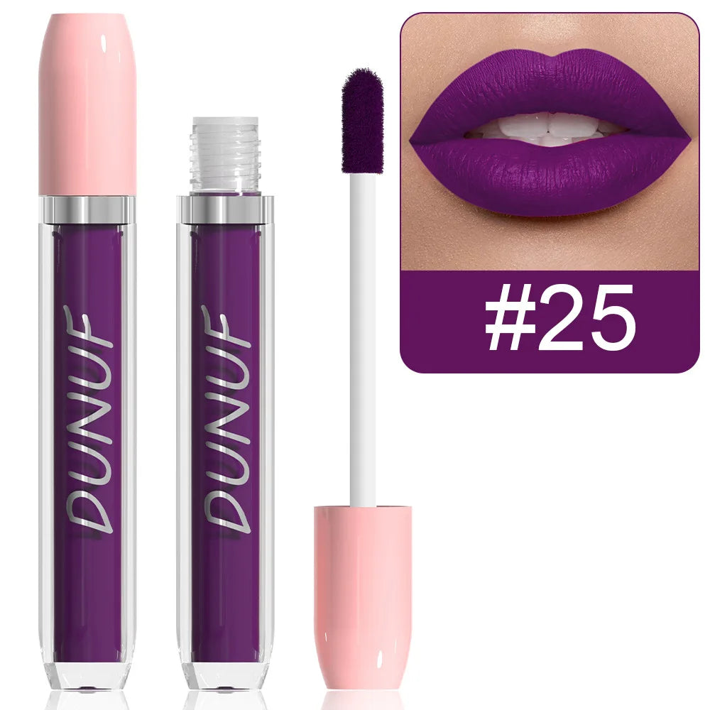 25 Color Velvet Matte Lip   Lipstick Liquid Waterproof Sexy Red Matte Lip Glaze Non-Stick  Makeup Not Easy To Fade Lip Gloss