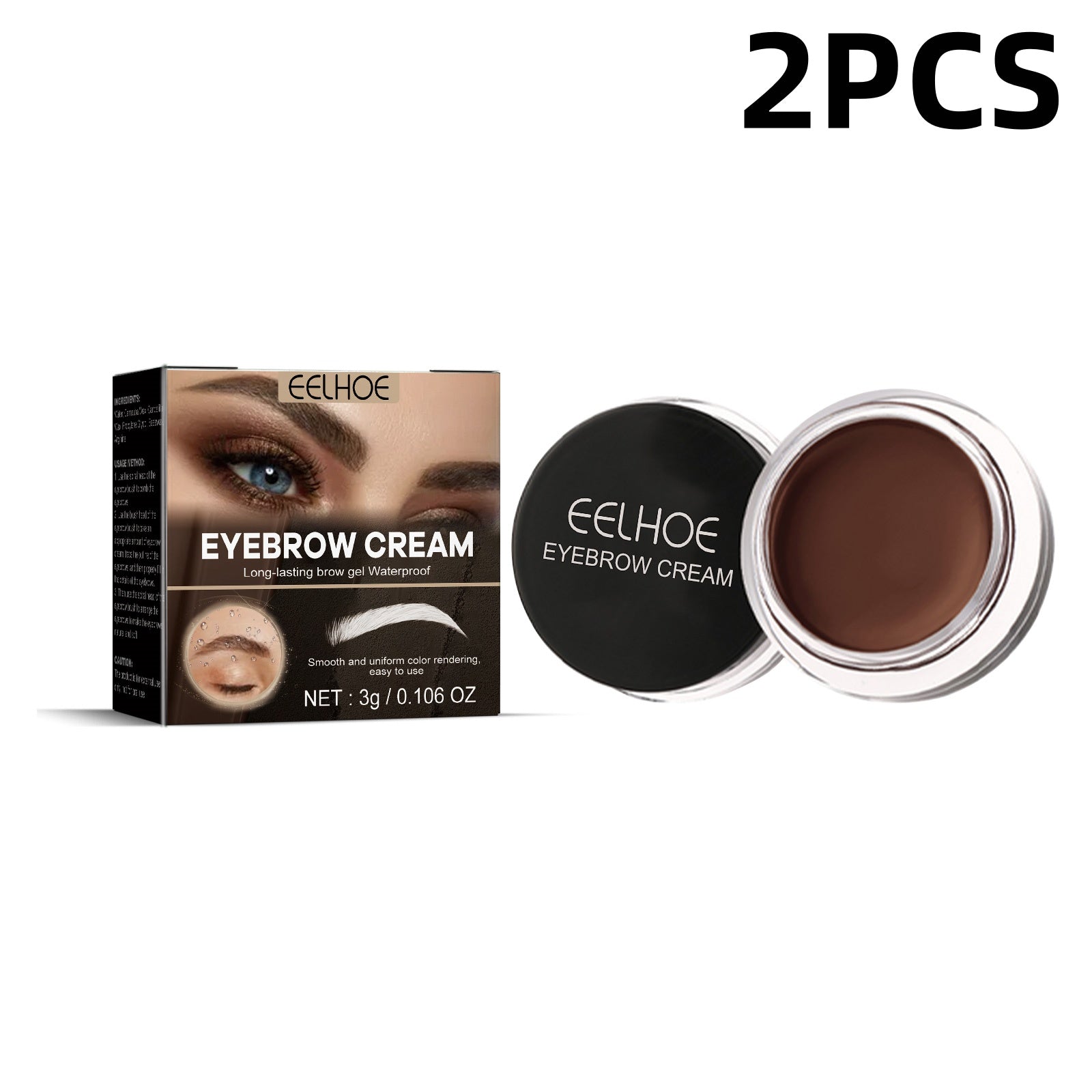 Light Brown Eyebrow Tint - Waterproof Smudge-proof Natural 3D Wild Brows Long Lasting Color Vegan Formula Easy Apply
