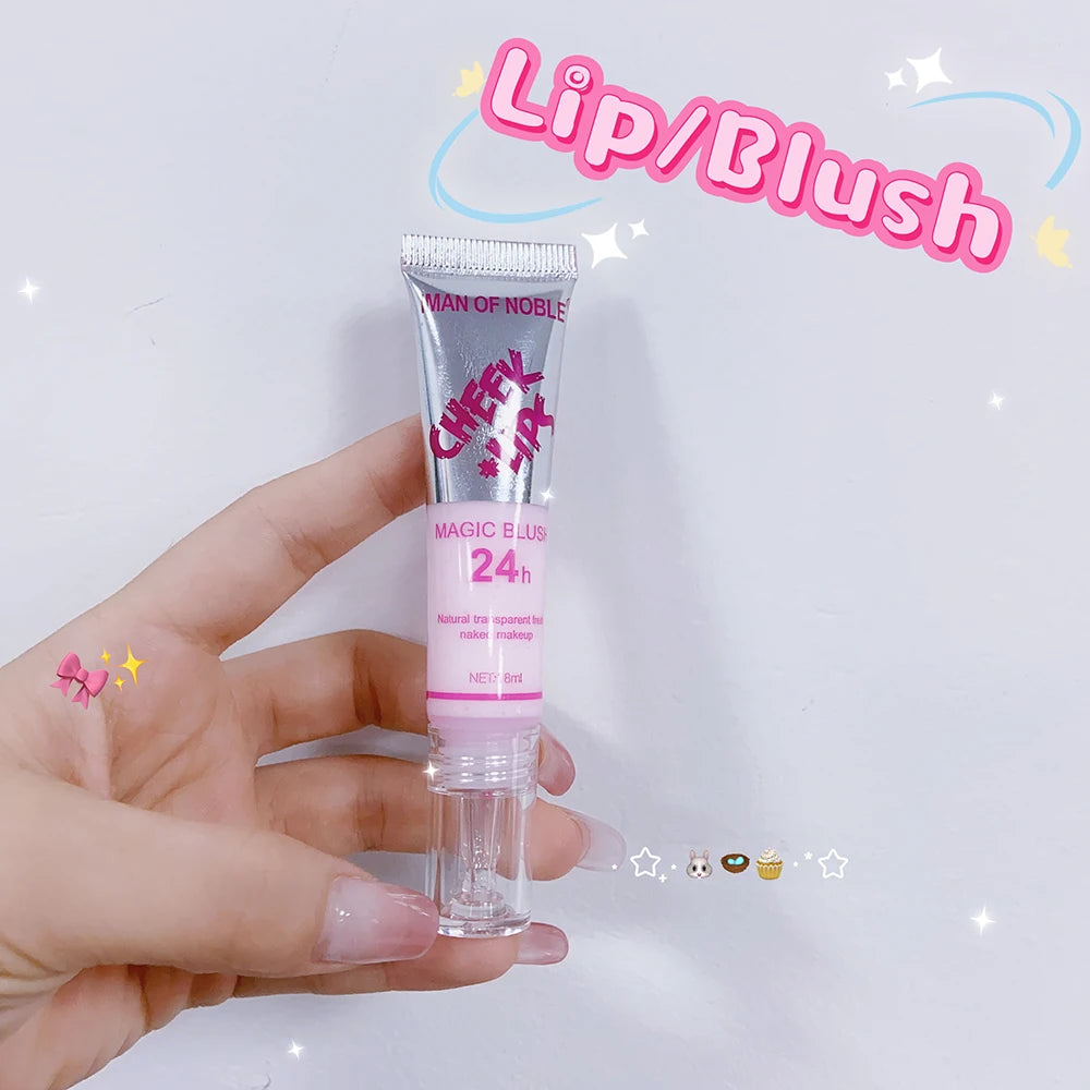 2-in-1 Color-Changing Liquid Blush & Lip Tint Natural Rosy Glow 24H Waterproof Sweat-Proof Long-Lasting Flush Cheeks & Lips