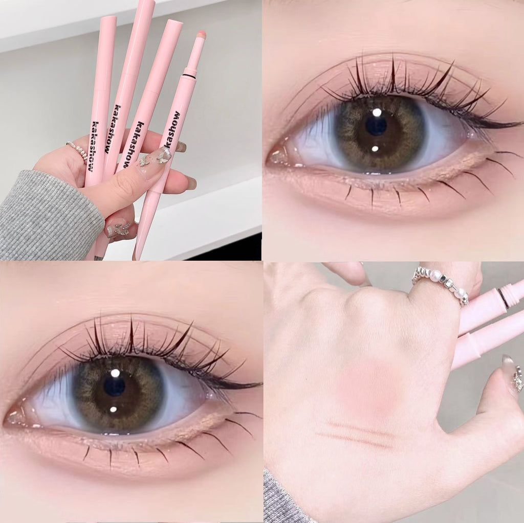 Double-head Gel Blade Eyeliner Pencil With Sponge Smudging Silkworm Pen High Gloss Powder Natural Brightens Eyeshadow Stick