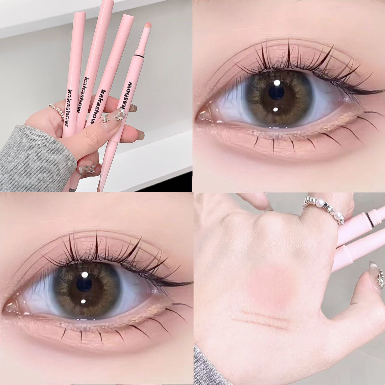 Double-head Gel Blade Eyeliner Pencil With Sponge Smudging Silkworm Pen High Gloss Powder Natural Brightens Eyeshadow Stick