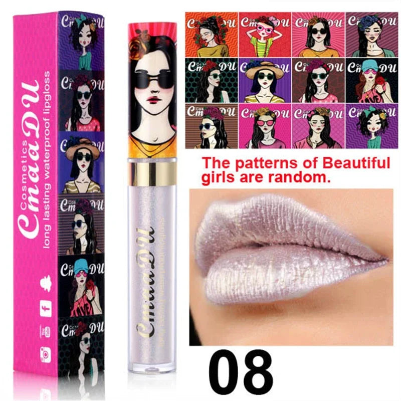 shimmer lip gloss diamond glitter lip tint waterproof long lasting 12 color gold flash liquid lipstick makeup