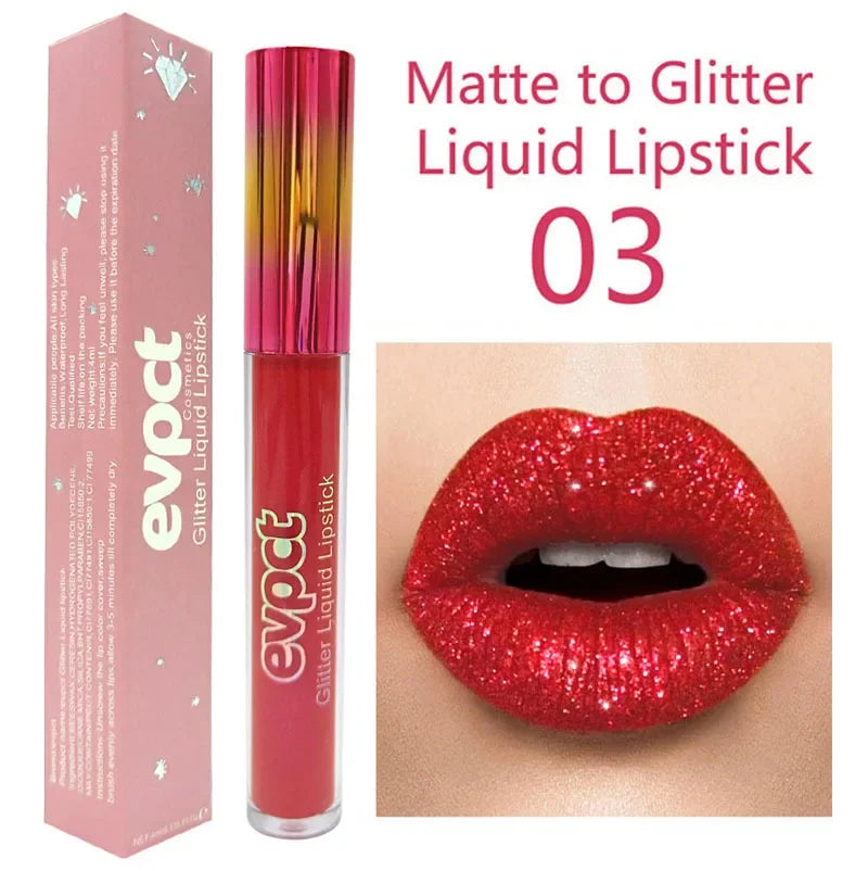 Waterproof Diamond Shimmer Glitter Lip Gloss 15 Colors Matte Glitter Liquid Lipstick Diamond Pearl Colour Lip Gloss Sexy