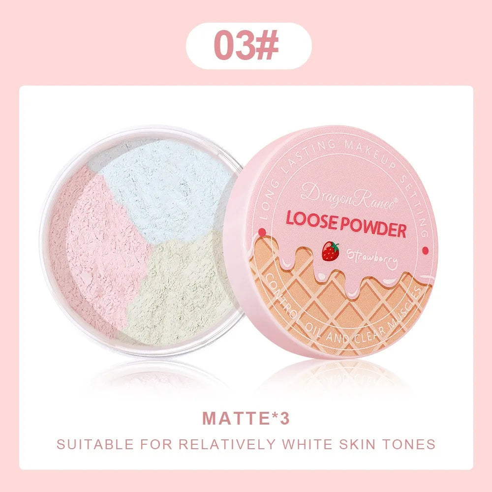 10g Waterproof Mineral Face Powder Tricolor Oil Control Translucent Setting Powder Pearl Matte Contour Blush Powder Makeup Fixer