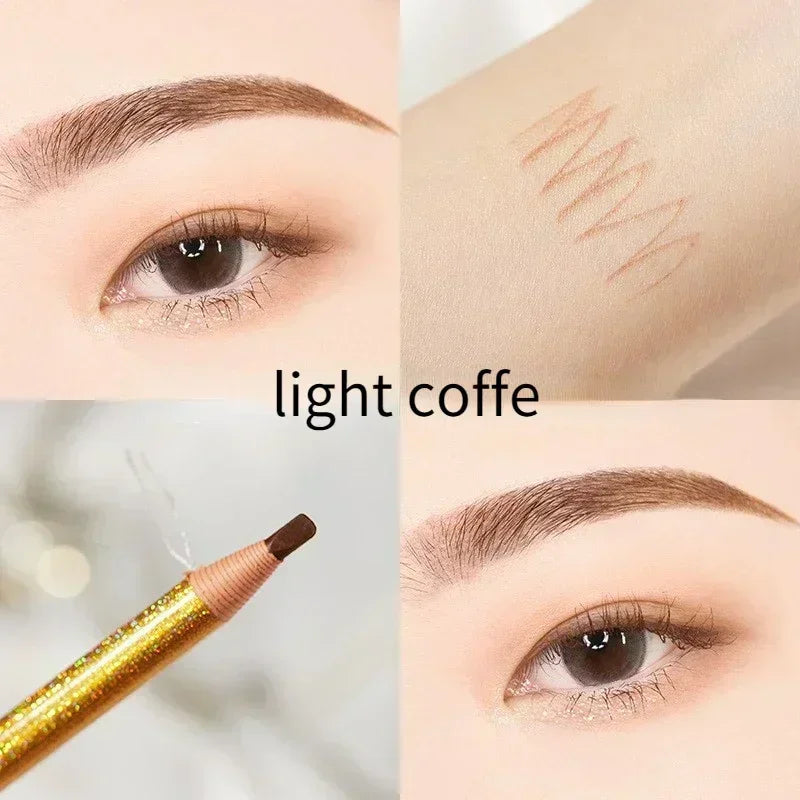 Eyebrow Pencil Waterproof and Non-smudge Genuine Wood Hard Core Wholesale Wood Eyebrow Pencil Eyebrow Pen Golden