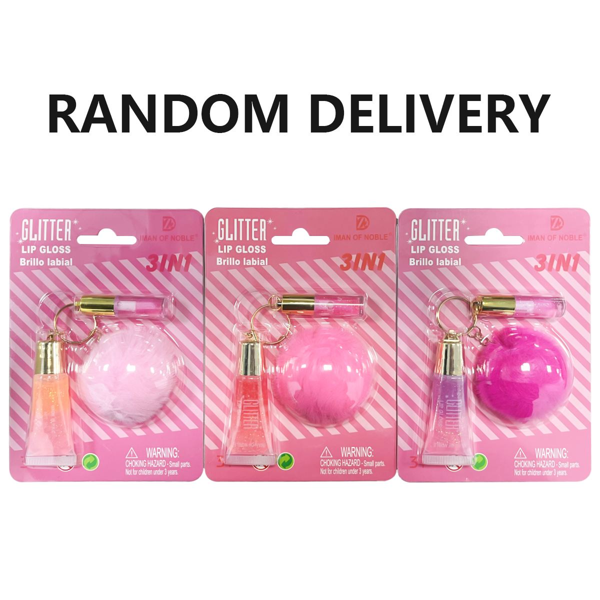 2PCS Warm Change Lip Gloss Set with Pearl Pendant 3-in-1 Lip Oil Lipstick Valentine's Day Gift Lip Gloss