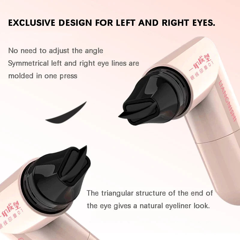 Rotate Eyeliner Stamp Integrated Black Brown Dual-Tip DIY Eyeliner Wing Stencil Waterproof Smudge-Proof Longwear Liquid Pen