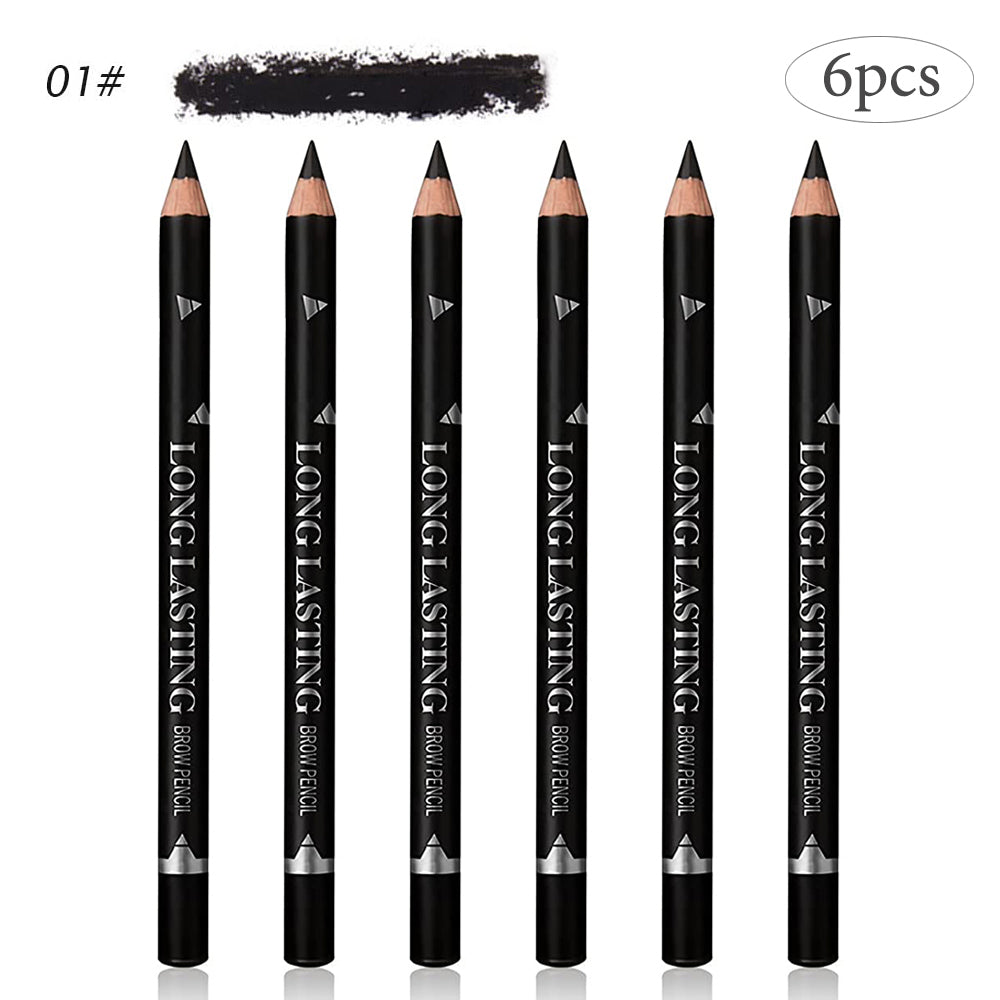 6pcs Eyebrow Eyeliner Pencils Makeup Waterproof Eye Brow Pen Long-lasting Nice Color Natural Black Brown Cosmetic Beauty Tools