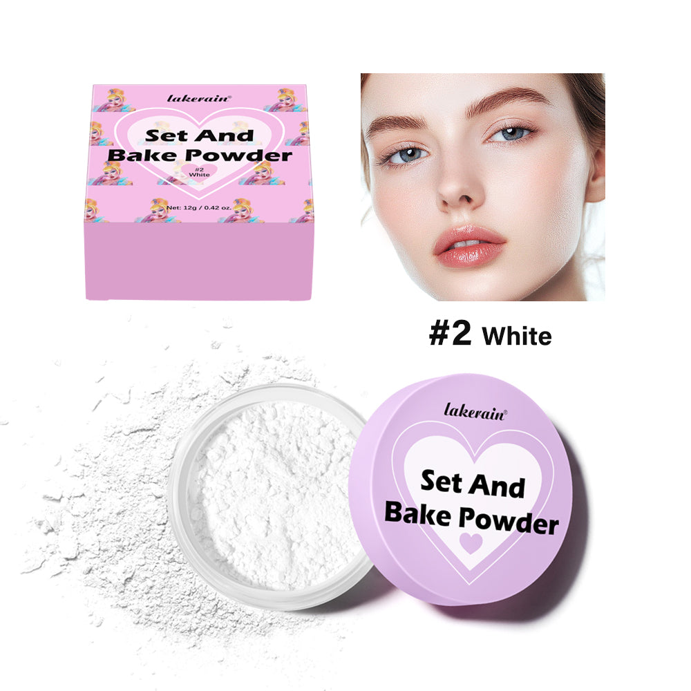 Long Lasting Bake Setting Powder and Puff Puff Pass Set 5 Colors Oil-Absorbing Matte Finish Locks Setting Face Cosmetics kimchi