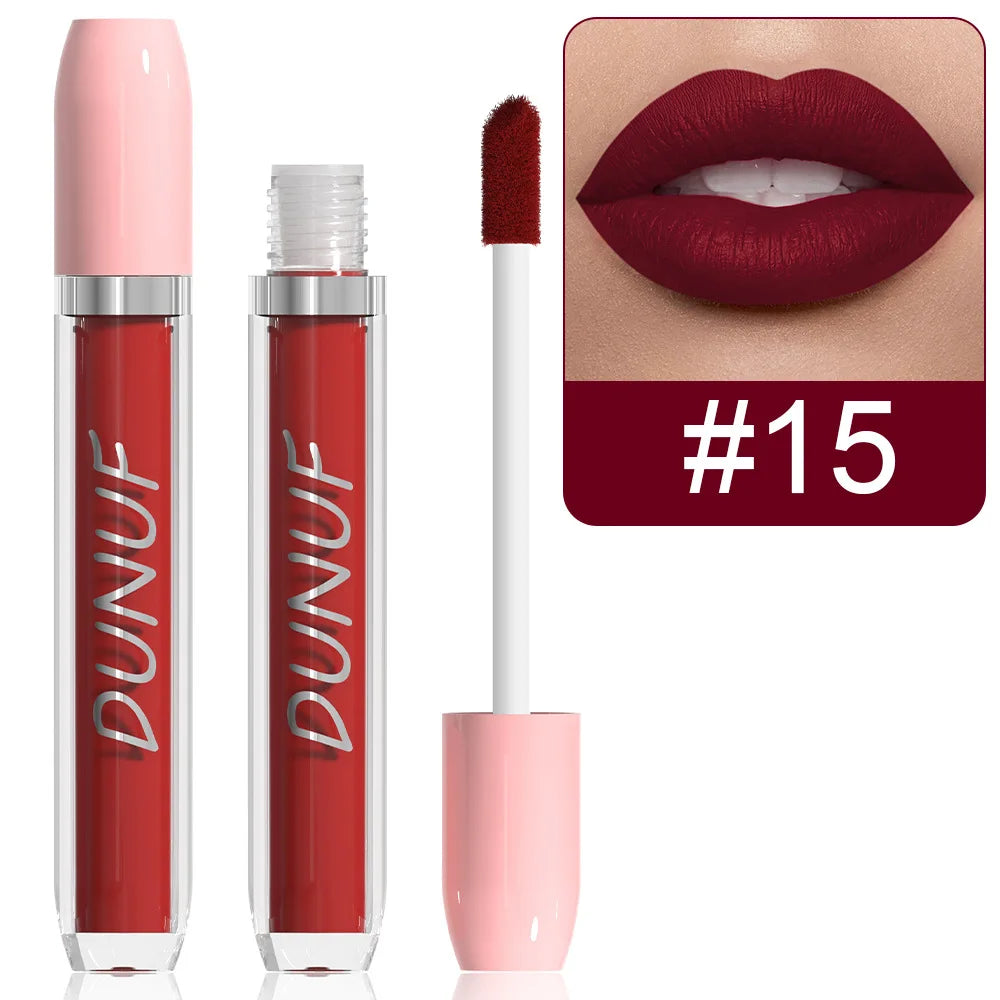 25 Color Velvet Matte  Lip Gloss Lipstick Liquid Waterproof Sexy Red Matte Lip Glaze Non-Stick  Makeup Not Easy To Fade Lip Gloss