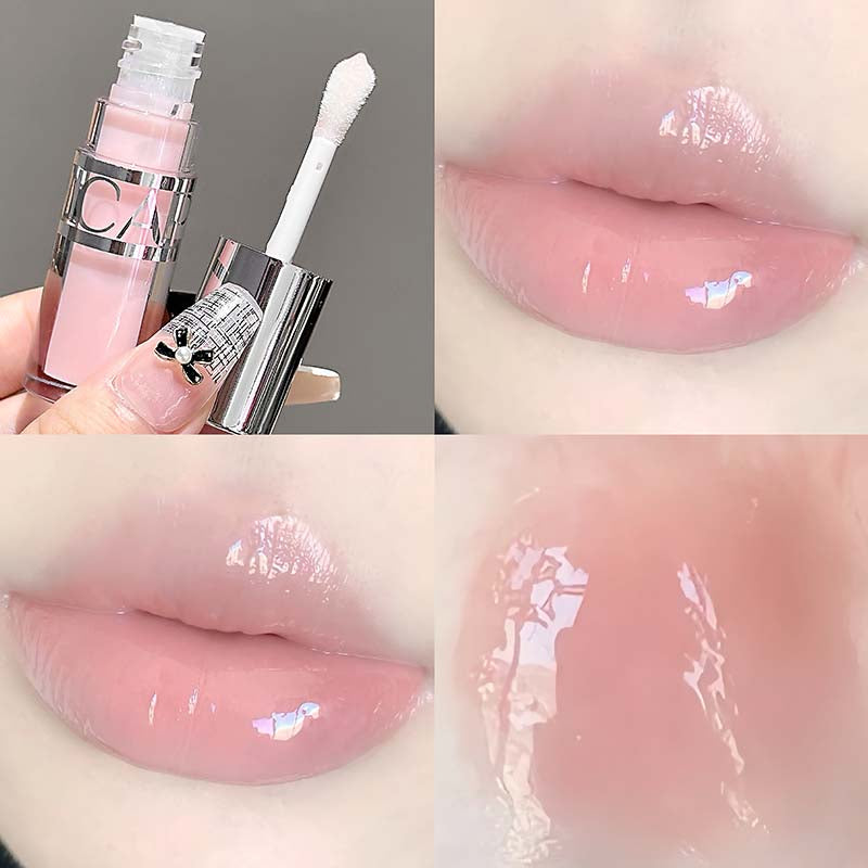 Peach Pink Jelly Water Light Glass Gloss Lip Gloss Lasting Non-stick Waterproof Lip Plumping Moisturizing Lipgloss Korean Makeup