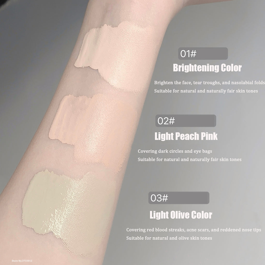 3 Colors Silky Concealer Olive Cream Texture Cover Acne Marks Spots Dark Eye Circles Face Brightening Skin Whitening Foundation