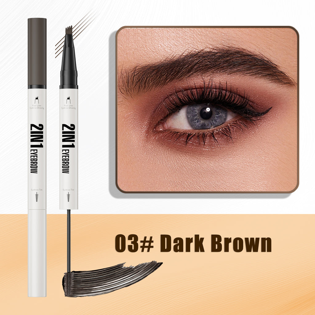 Waterproof Eyebrow Pen 2-in-1 Eyebrow Pencil And Tint Microblading Eyebrow Pencil with 4 Split Head for Perfect Brows