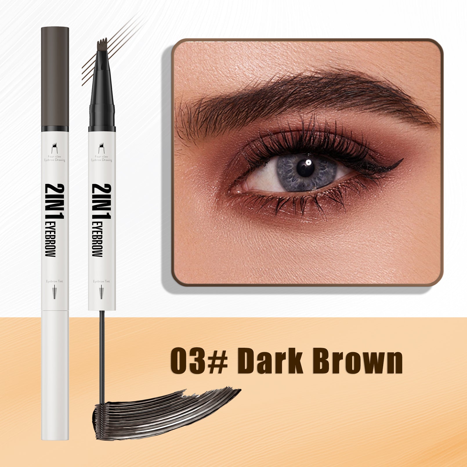 Waterproof Eyebrow Pen 2-in-1 Eyebrow Pencil And Tint Microblading Eyebrow Pencil with 4 Split Head for Perfect Brows