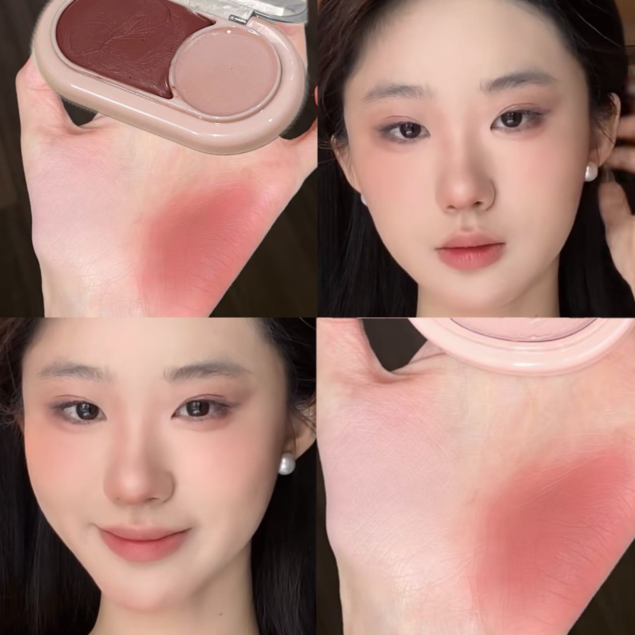 Two Color Powder Blusher Cream Matte Brighten Water Light Peach Cream Blush Natural Cheek Tint Waterproof Face Contouring Makeup