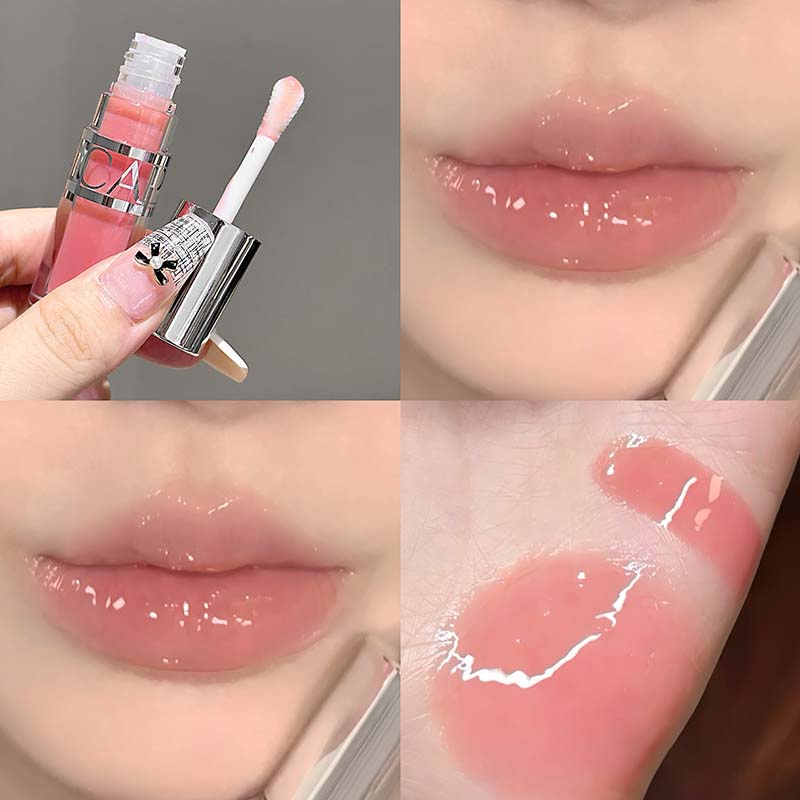 Peach Pink Jelly Water Light Glass Gloss Lip Gloss Lasting Non-stick Waterproof Lip Plumping Moisturizing Lipgloss Korean Makeup