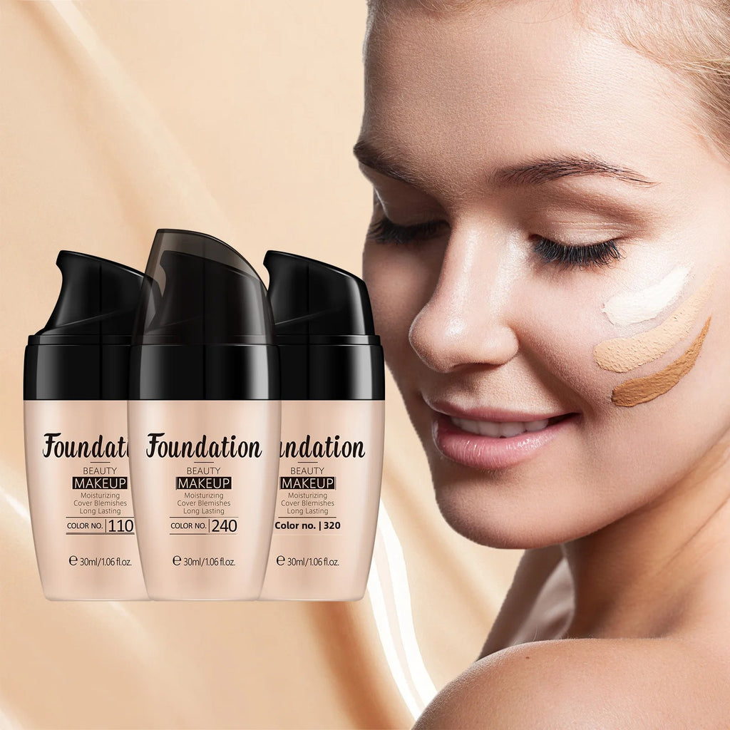 Oil Free Liquid Foundation Natural Matte Finish Concealer Waterproof Long Lasting Base Makeup for Flawless Skin