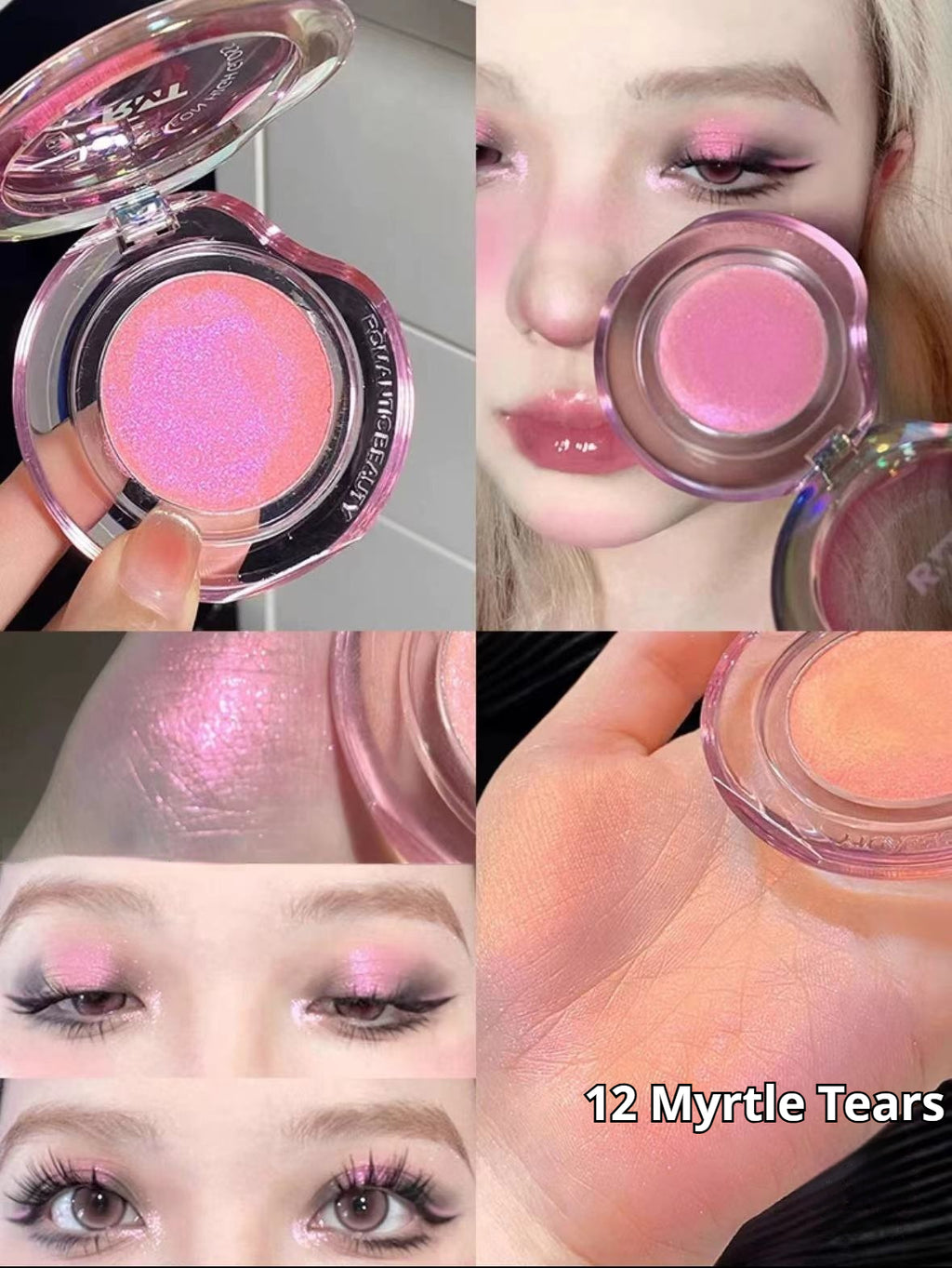 High Gloss Chameleon Highlight Matte Purple Fine Powder Cream Blusher Shiny Face Brightening Integrated Plate ROMATIC Makeup
