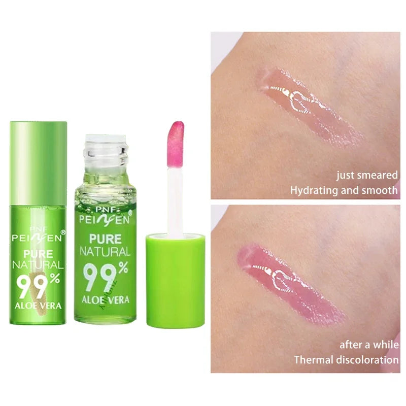 1PCS Moisturizing Natural Aloe Essence Lip Gloss Changable Color Portable Waterproof Long Lasting Nutritious Lips Care Lipstick