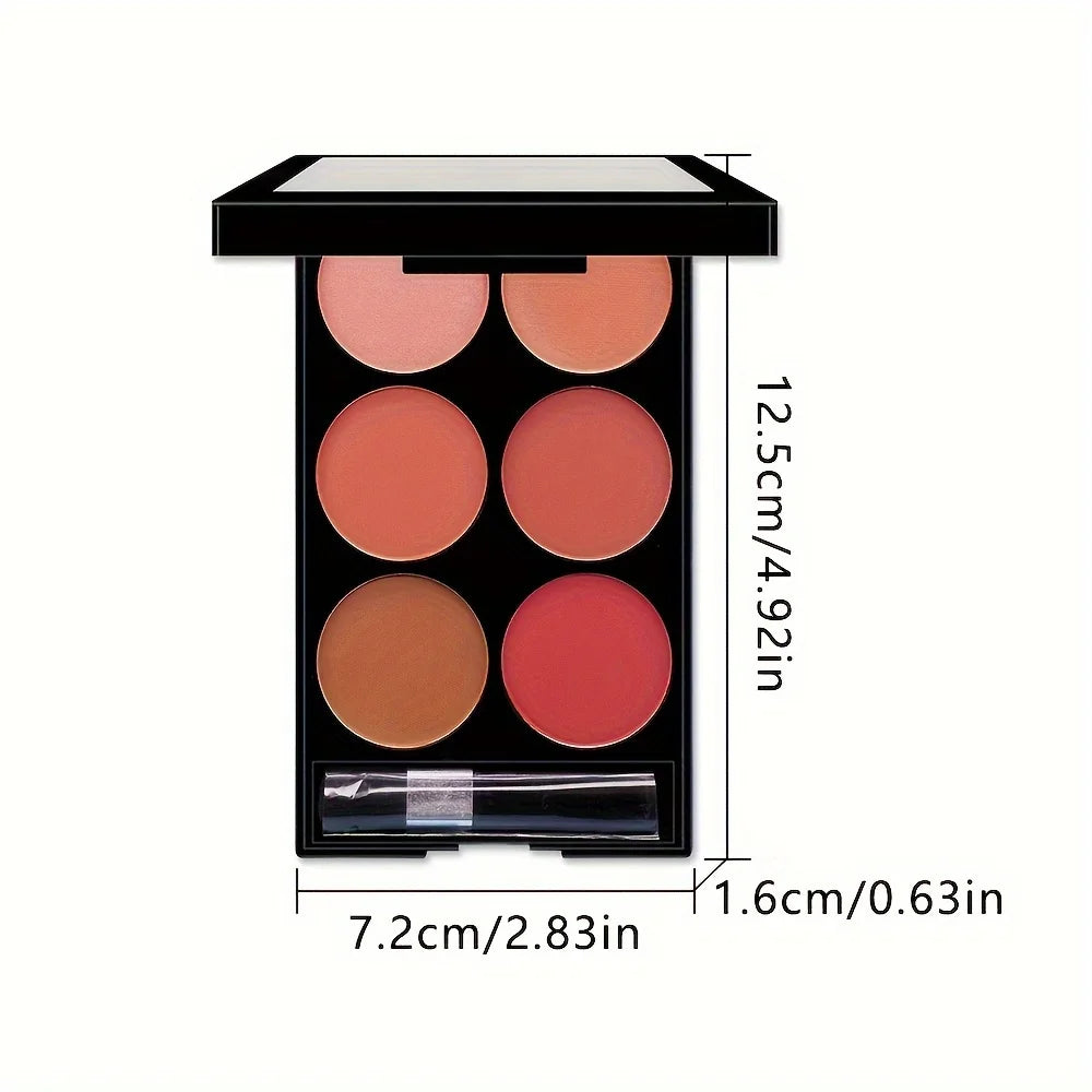 6-color blush and contouring all-in-one palette  pearlescent matte powder makeup palette