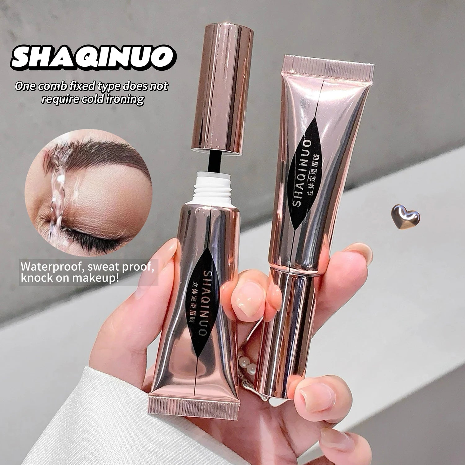 Eyebrow Styling Gel Easy to Shape & Long-Lasting Hold, Small Brush for Effortless Application, Naturally Colored for Al