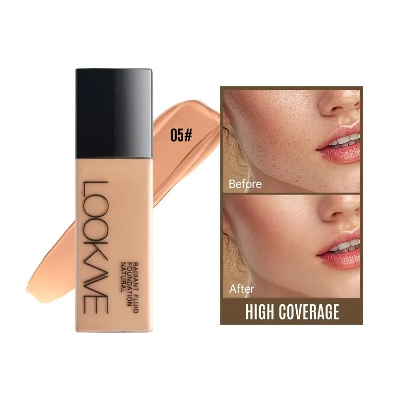 Full Cover Matte Foundation Lasting Moisturizing Brighten Concealer Liquid Foundation Waterproof  Base Makeup Cosmetics