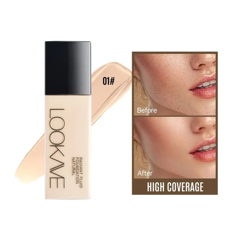 Full Cover Matte Foundation Lasting Moisturizing Brighten Concealer Liquid Foundation Waterproof  Base Makeup Cosmetics