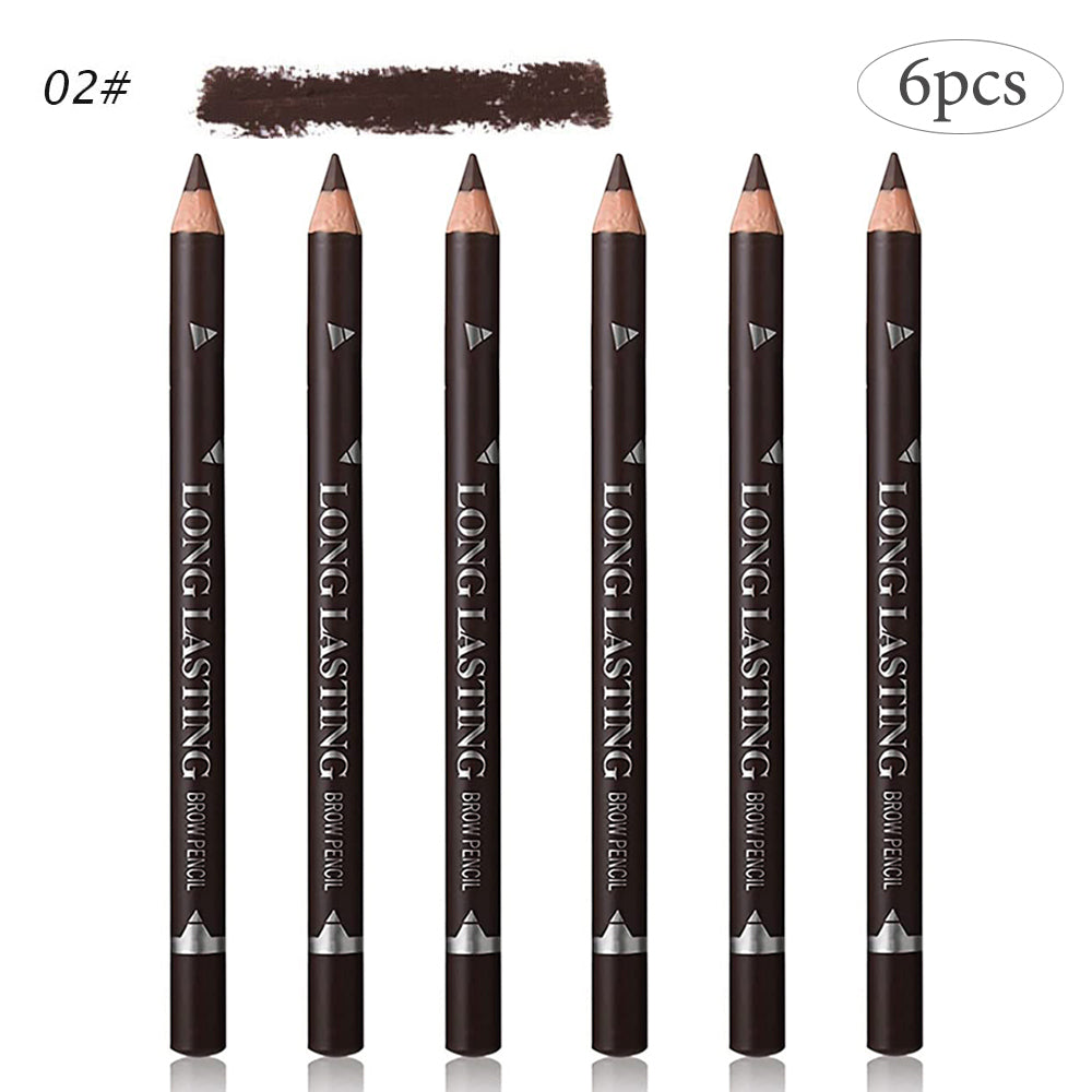 6pcs Eyebrow Eyeliner Pencils Makeup Waterproof Eye Brow Pen Long-lasting Nice Color Natural Black Brown Cosmetic Beauty Tools