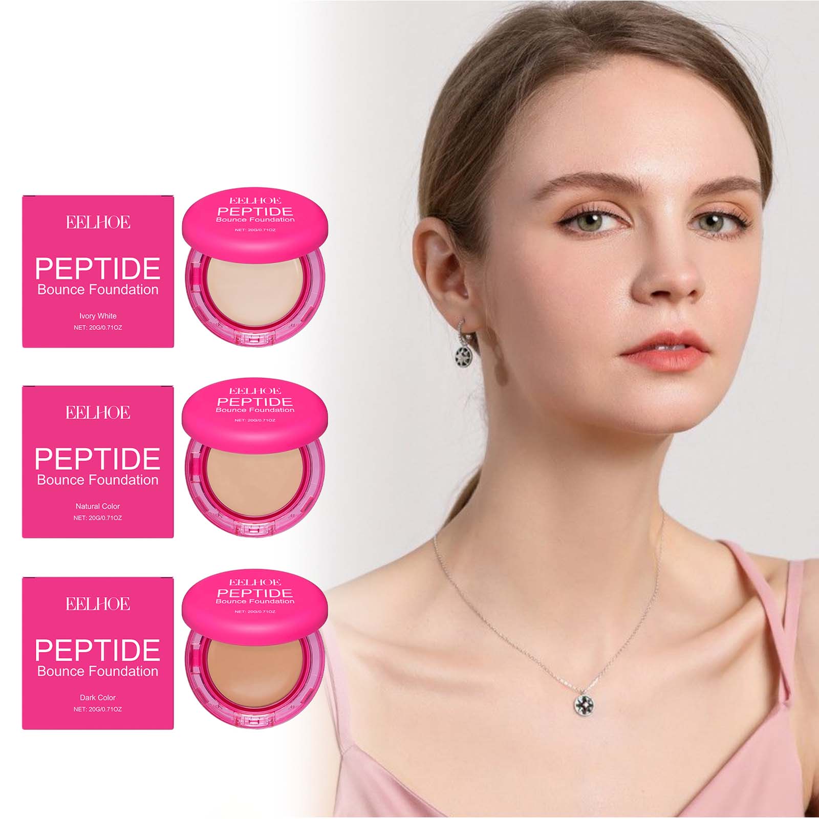 Peptide Bounce Balm Foundation Lasting Full Coverage Concealer Covers Spot Blemishes Brightening Oil Control Makeup Base Cream