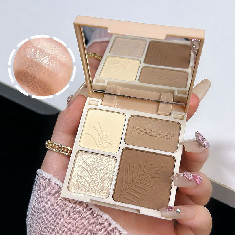 4 Colors Facial Highlighter Makeup Palette 3D Nose Shadow Cosmetics Matte Face Contouring Shadow Palette Face Beauty Makeup Tool
