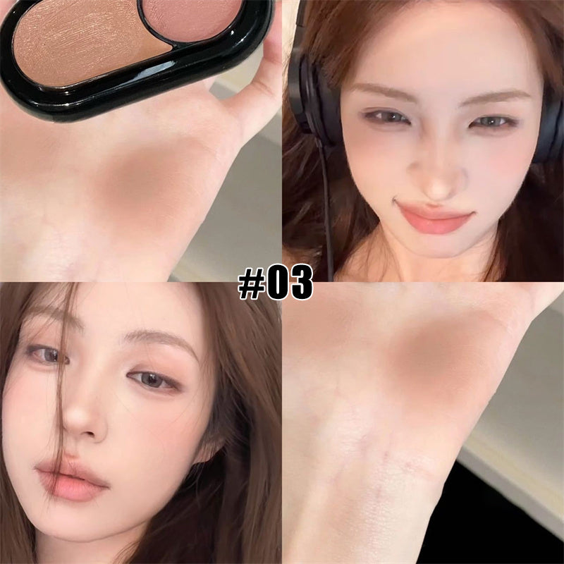 Multi-Use Two-color Blusher Pearlescent Matte Highlight Contour Makeup Natural Nude Blush Lipstick Eye Shadow Brightening Cream