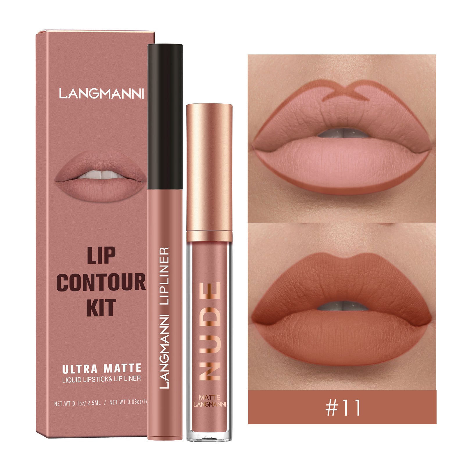 Waterproof Lasting Matte Velvet Lip Gloss Lip Liner Set 2pcs/set Lipliner Pen and Lip Gloss Combination Set Lips Contour