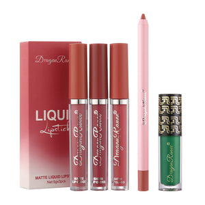 Mirror Moisturizing Lip Gloss Set Pearl Sparkling Liquid Lipstick Kit Cute Bear Nude Lip Liner Green Lipgloss Matte Lip Stick