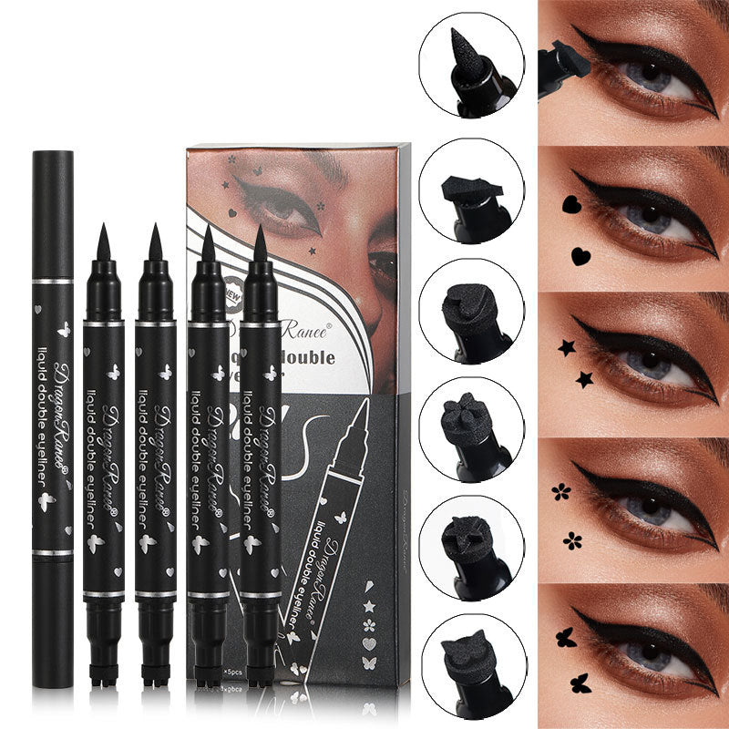 5pcs Liquid Double-Headed Waterproof Eyeliner Set Smudge-Proof Easy to Apply Natural Makeup Effect Beginner Essential Kit