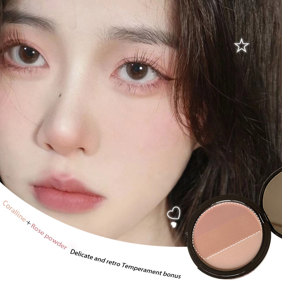 Three-color Blush Palette Delicate Long-lasting Waterproof Non-fading Eyeshadow Blush Integration Tray