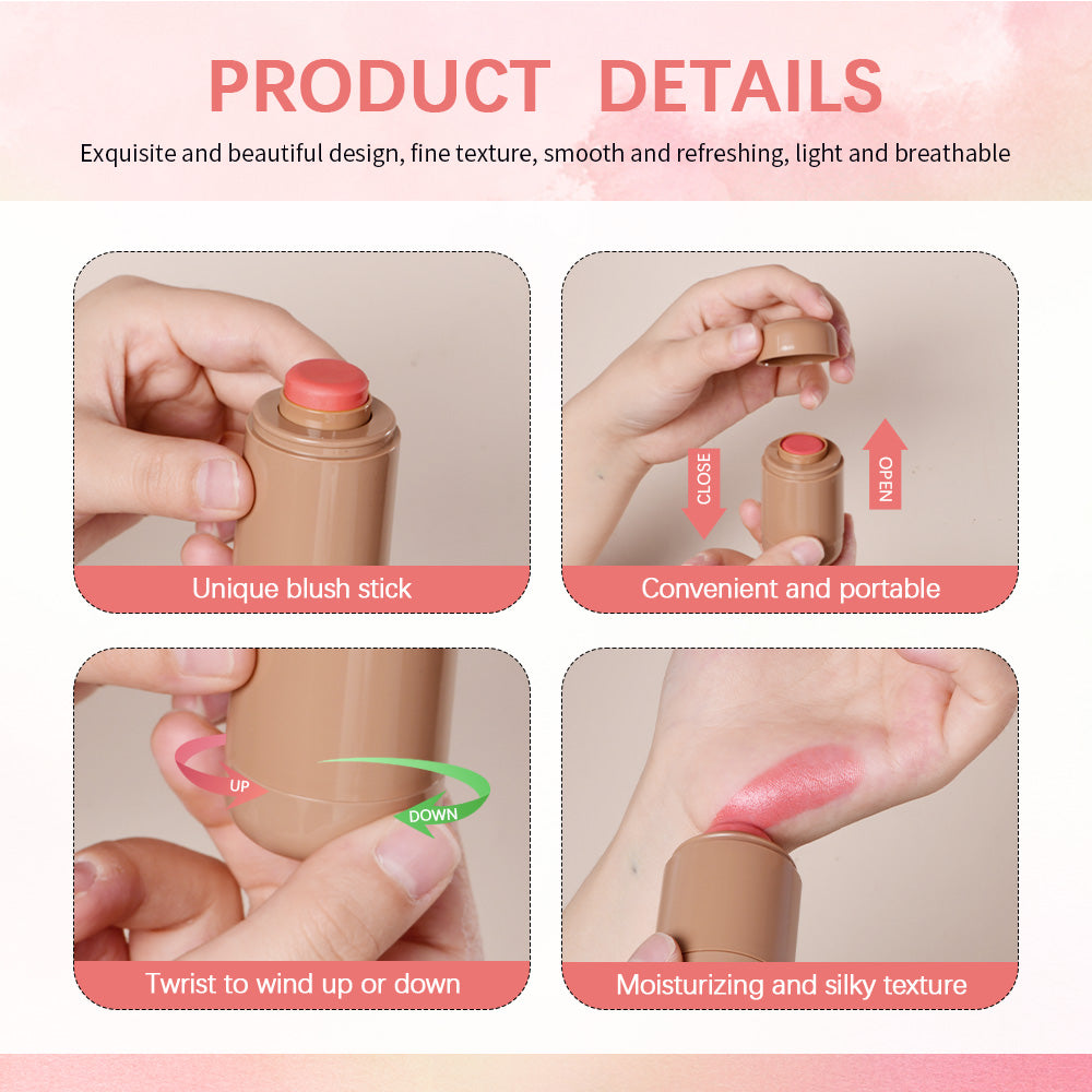 Pink Beauty Multi-use Blush Stick For Lips Cheek Long-lasting Hydrating Highlights Brighten Soft Natural Flush Cream Blush Stick