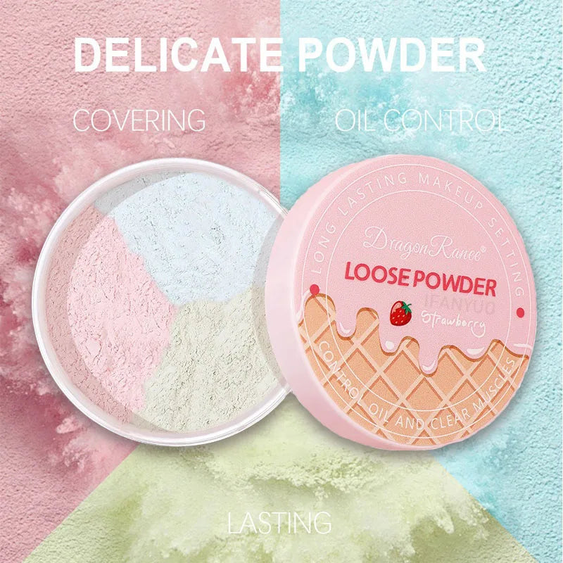10g Waterproof Mineral Face Powder Tricolor Oil Control Translucent Setting Powder Pearl Matte Contour Blush Powder Makeup Fixer