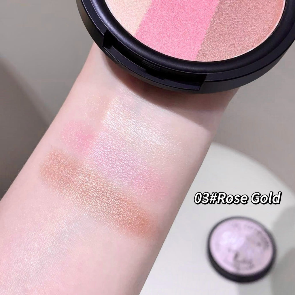 Three-color Blush Matte Pearlescent Contouring and Long-lasting Powder Delicate Three-Color Rouge