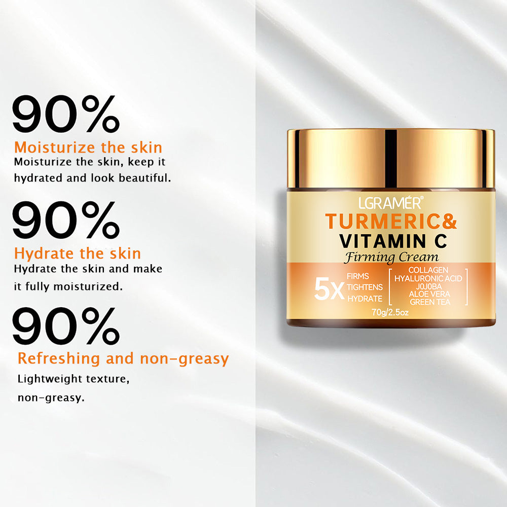 Turmeric Vitamin C Face Cream Smooth Wrinkle Moisturizing Firming Collagen Lightening Repairing Smooth Skincare Whitening Cream