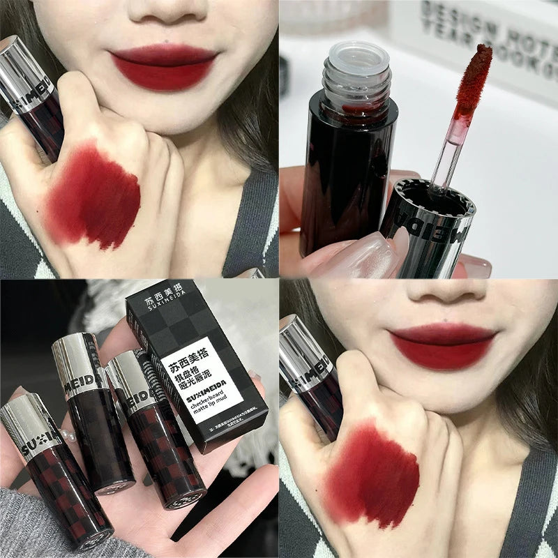 Matte Lipstick Punk Dark Red Lip Gloss Waterproof Lasting Smoky Nude Purple Matte Lipstick Natural Chocolates Lip Tint Makeup