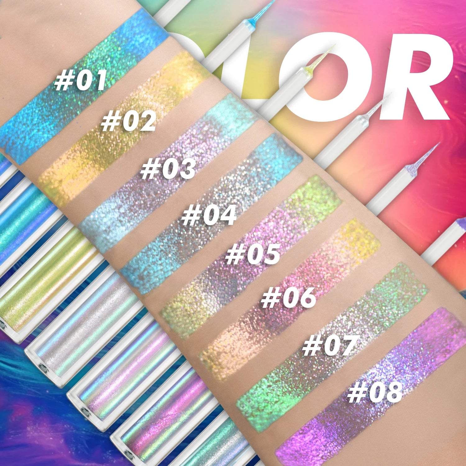 New Color Duochrome Glitter Liquid Eyeliner Waterproof Long-lasting Ultra-Fine Tip Smudge-proof Eye Liner Makeup