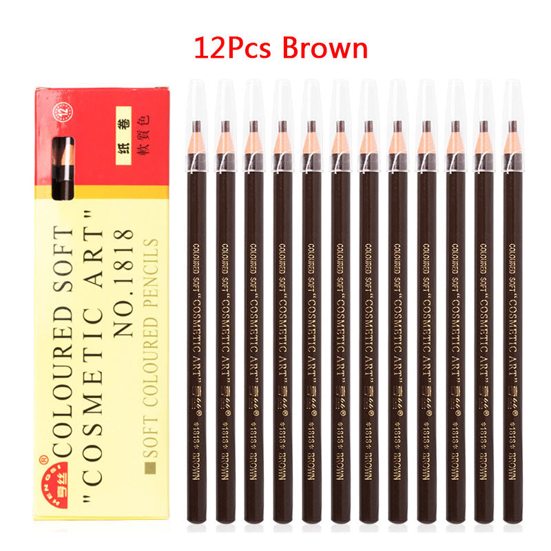 12Pcs/set Eyebrow Pencil Cosmetics for Makeup Tint Waterproof Microblading Pen Long Lasting Waterproof Blonde Brown Eye Brow