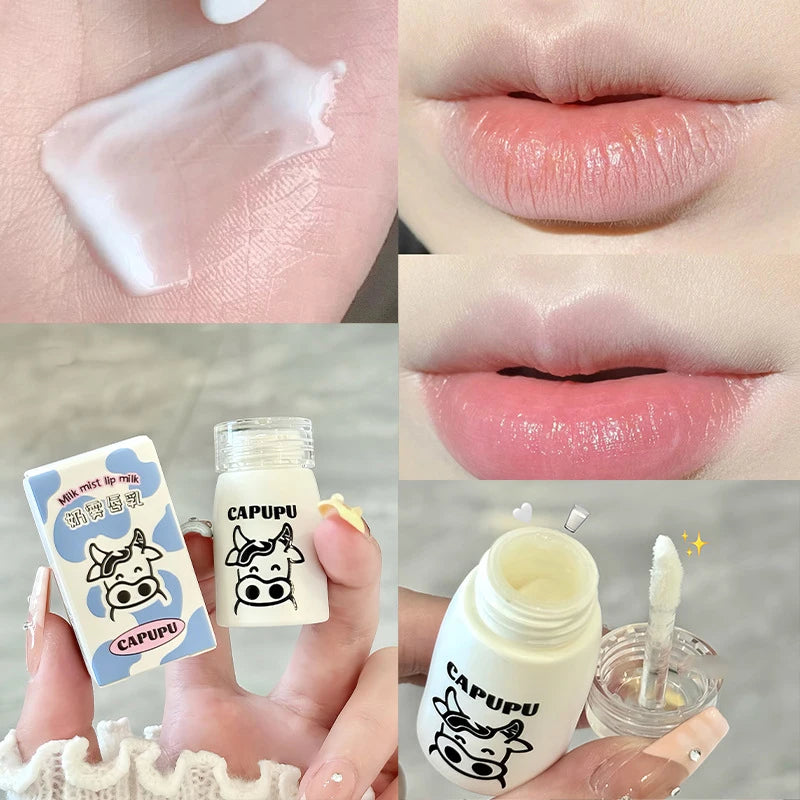 Natural Milk Flavor Moisturizing Lip Balm Cream Transparent Jelly Lipstick Lips Plumper Autumn and Winter Lips Care Serum Primer